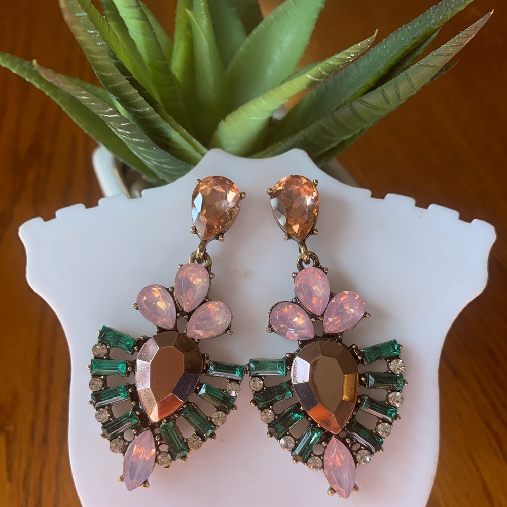 Mauve pink chandelier earrings - Picture 2 of 8